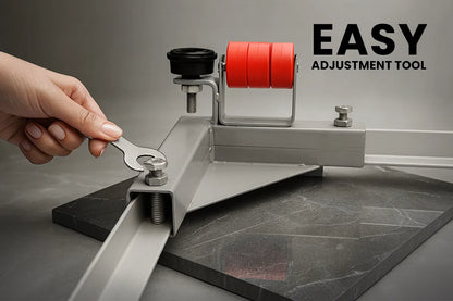 Venux adjustable washing machine stand close-up showing easy adjustment tool with wheels and anti vibration stopper