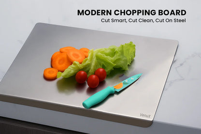 VenuX modern stainless steel chopping board cut smart cut clean cut on steel – seamless polished rustproof antibacterial surface for cutting vegetables meat and fruits – heavy duty kitchen cutting board India